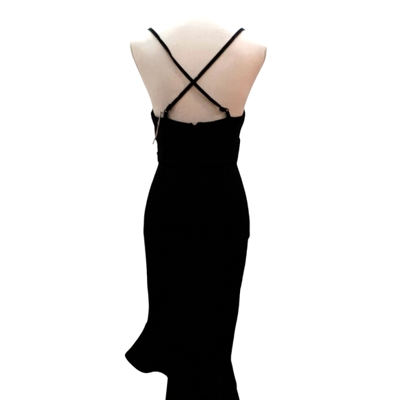 Asos design Scuba cami pephem asymmetrical and flared midi black dress. Size 6 - Picture 5 of 9